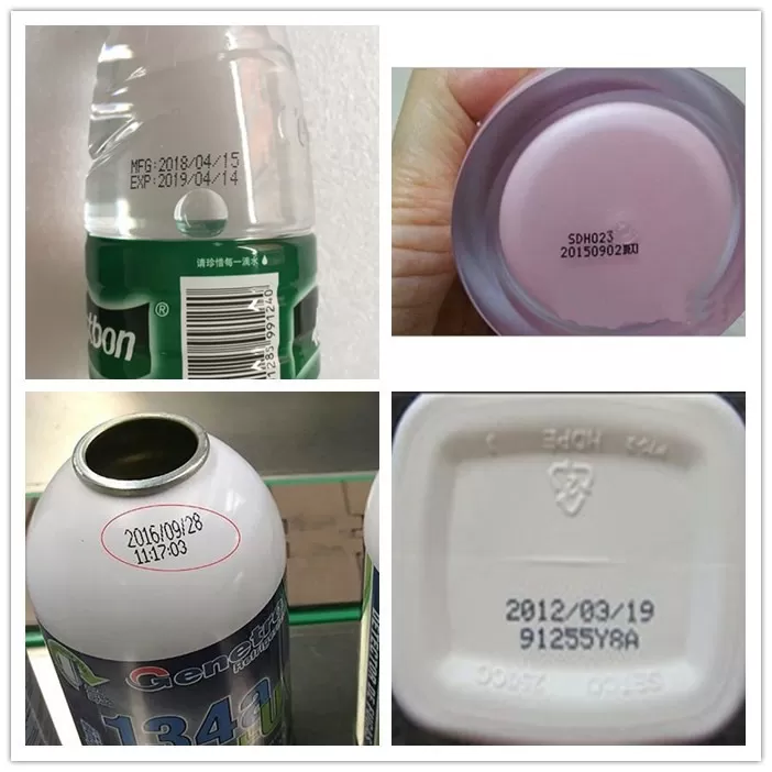 Muestras de impresión loteado en botellas de plástico y metal