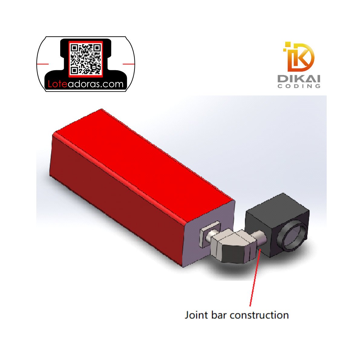 Loteador Láser marcaje permanente con codo a 90 grados "Joint bar construction" codificador láser CO2 marca Dikai Loteadoras.com