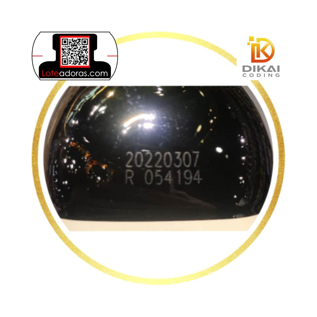 Muestra-vidrio-DLC-Dikai-Loteadoras Loteador Láser marcaje permanente marcaje en botella de vidrio codificador láser Dikai CO2 Loteadoras.com